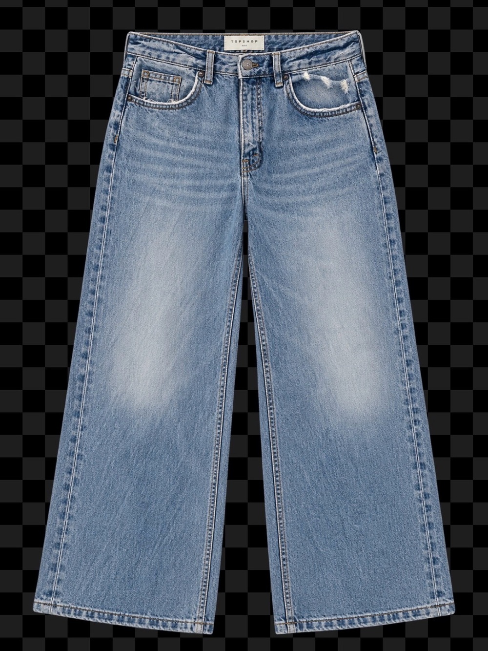 Topshop Washed Light Blue Wide-Leg Jeans W28, L30